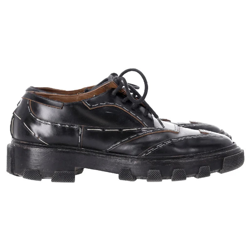 Balenciaga Topstitch Derby in Black Leather