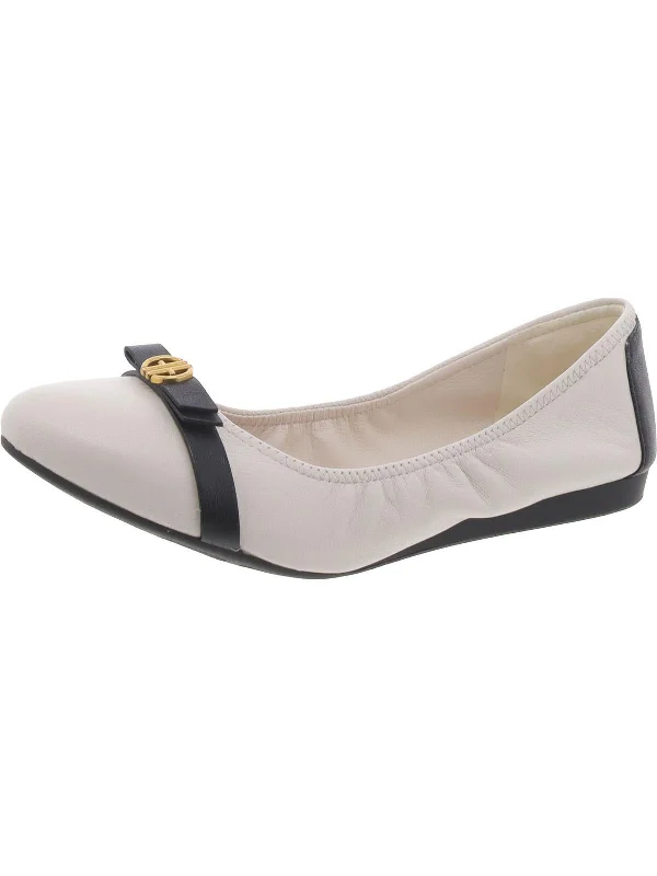 TOVA BOW BALLET Womens Leather Cushioned Footbed Ballet Flats