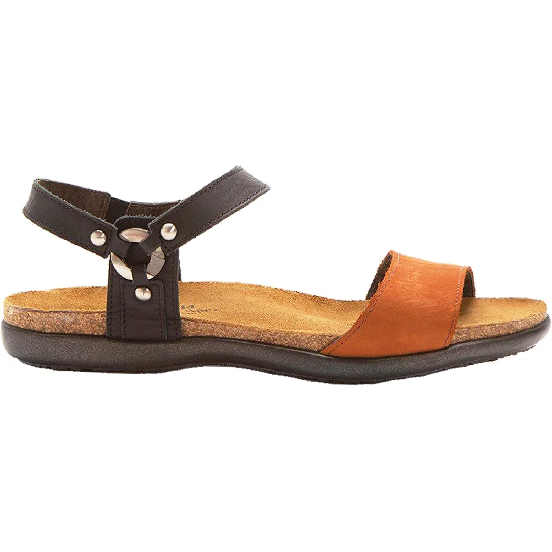 Women's Naot Sabrina Jet Black Leather/Hawaiian Brown Nubuck