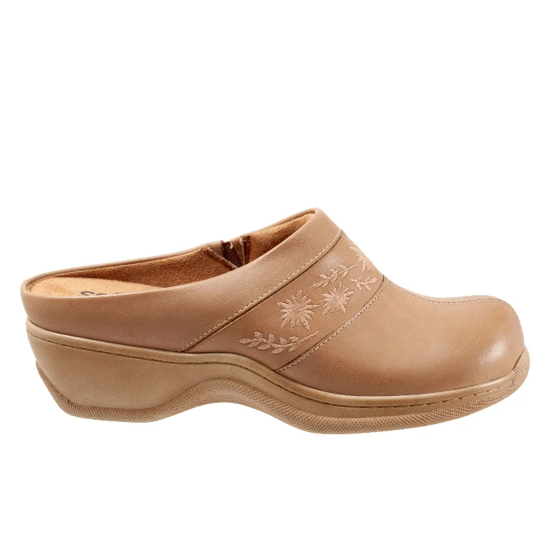 Softwalk Aurora S2250-253 Womens Brown Wide Leather Clog Flats Shoes