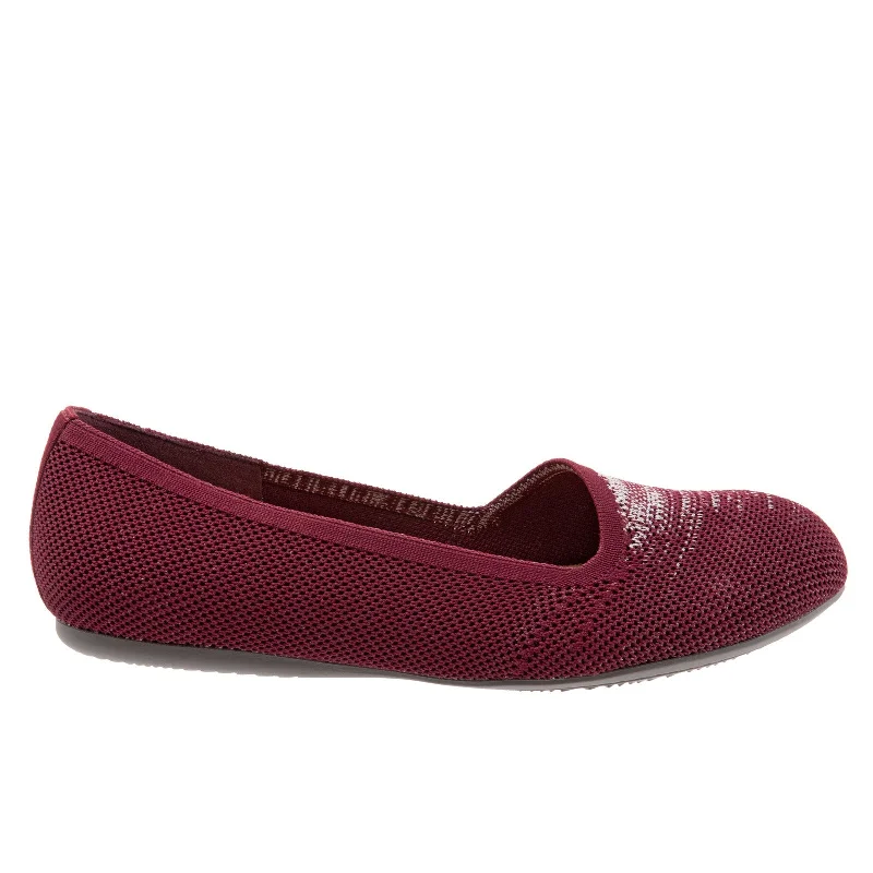 Softwalk Sicily S1861-606 Womens Burgundy Leather Slip On Ballet Flats Shoes