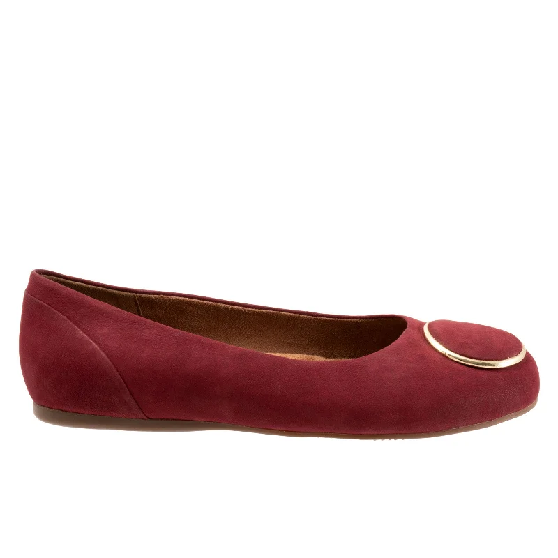 Softwalk Sonoma Halo S2257-662 Womens Burgundy Leather Ballet Flats Shoes