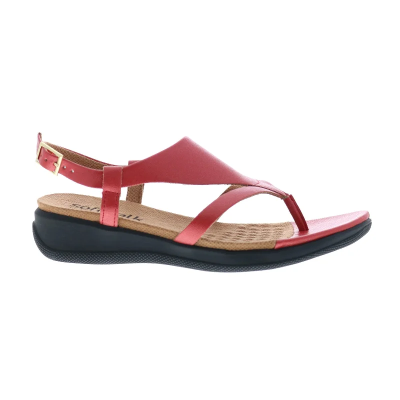 Softwalk Temara S2008-600 Womens Red Extra Wide Thong Sandals Shoes