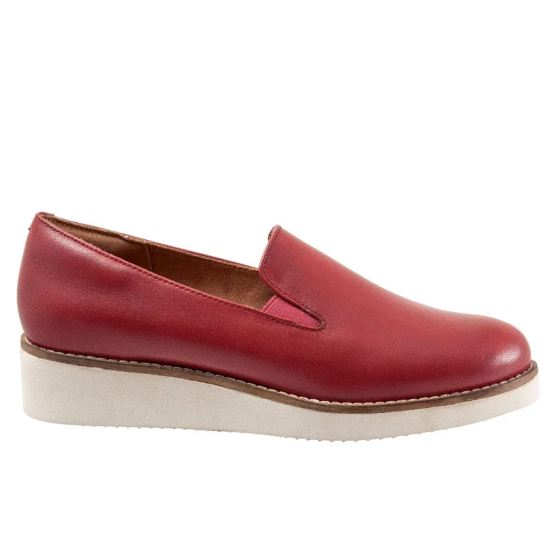 Softwalk Whistle S1810-601 Womens Red Leather Slip On Loafer Flats Shoes