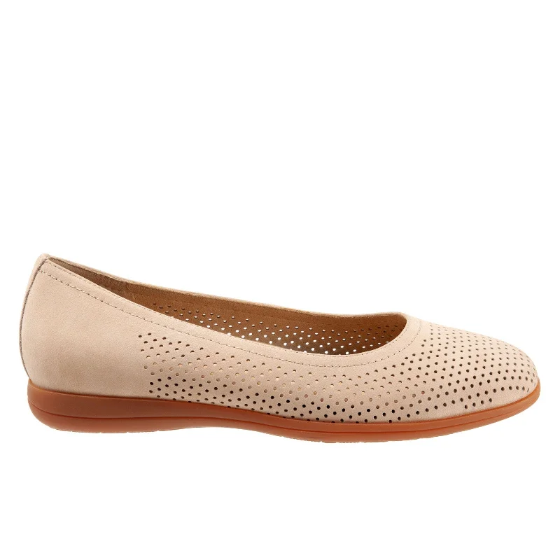 Trotters Darcey T1904-277 Womens Beige Leather Slip On Ballet Flats Shoes