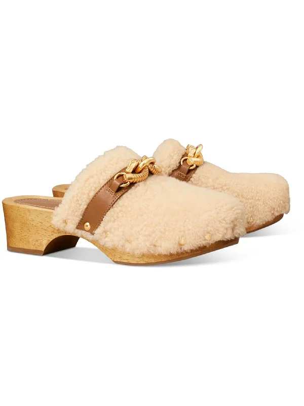 Jessa Shearling Clog Womens Leather Mule Clogs