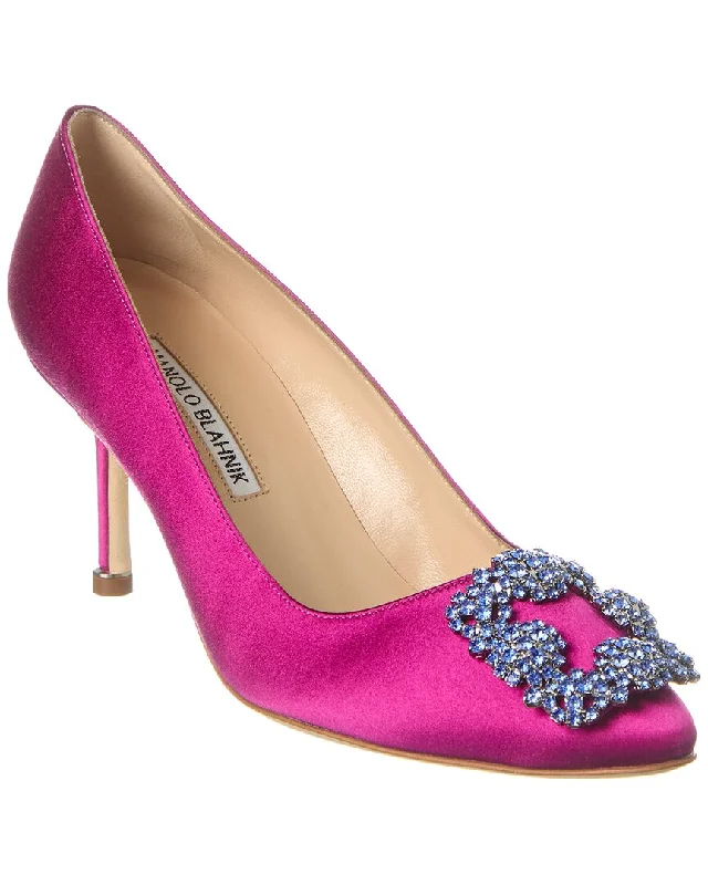 Manolo Blahnik Hangisli 50 Satin Slingback Pump