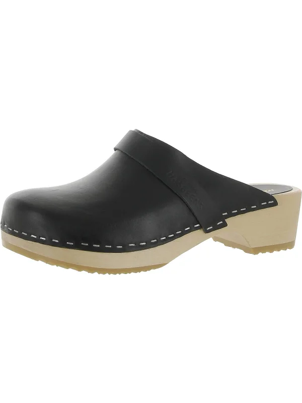 Swedish Husband Womens Leather Slip-On Clogs